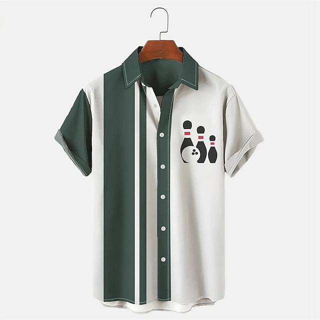 Men's Striped Bowling Pattern  - đánh giá và giá Short Sleeve Bowling Shirt Retro