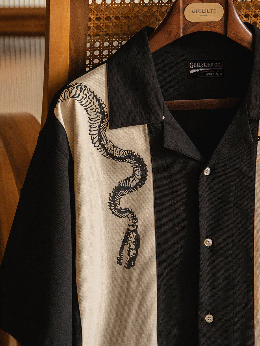 Loose Cuban Collar Print Short - đánh giá và giá Short Sleeve Bowling Shirt Retro