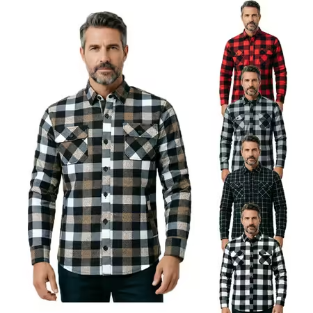 2026 Autumn and Winter Long Sl - đánh giá và giá Flannel Plaid Shirt Heavy Weight