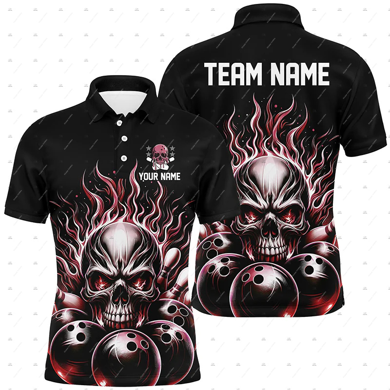 Custom Name Bowling Skull Flam - đánh giá và giá Short Sleeve Bowling Shirt Retro