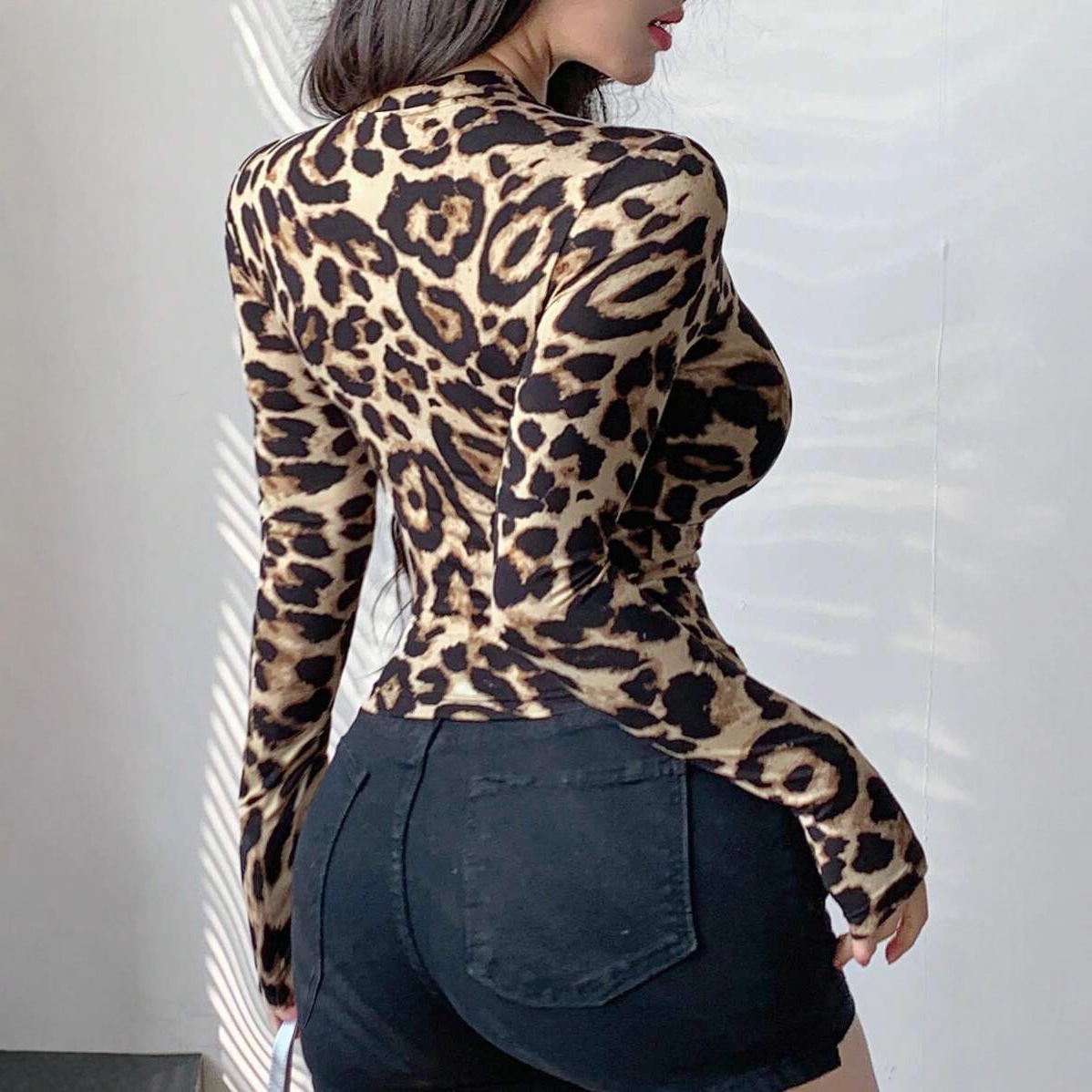 Women Leopard Print Zip Up Lon - đánh giá và giá Jackets