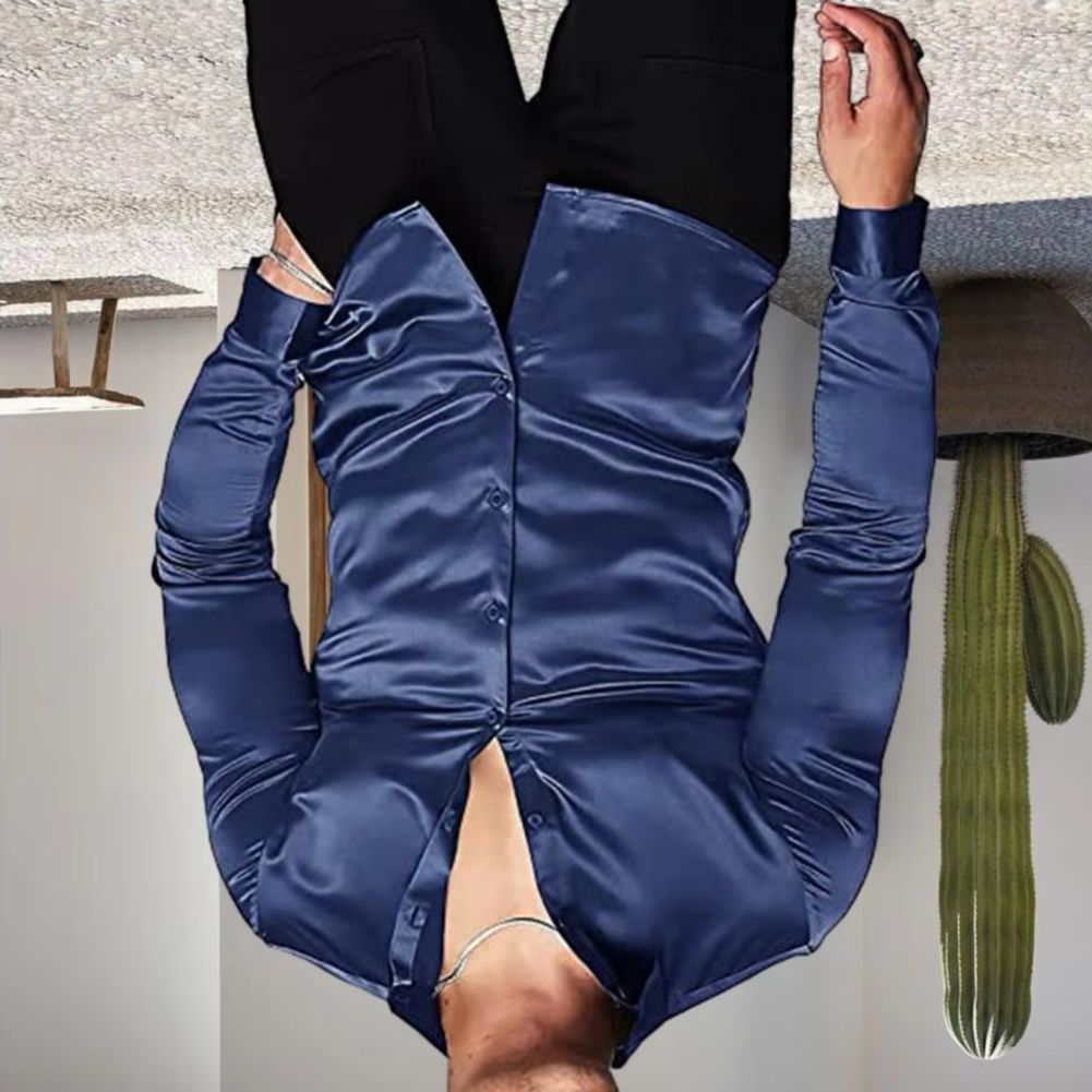 Stylish Men Shiny Silk Like Sa - đánh giá và giá Mens Satin Silk Dress Shirt